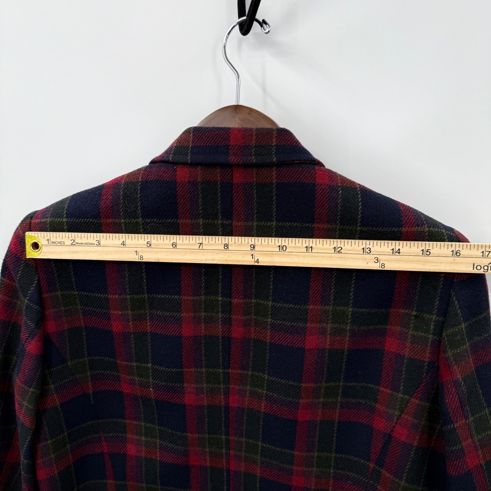 Vintage Plaid Wool Blazer Indie Academia Heritage Prep Petite M Tailored Jacket - Picture 9 of 10